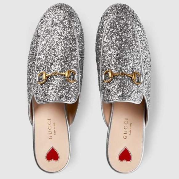🎄Gucci🎄Glitter Silver Princetown Loafer - Picture 5 of 12